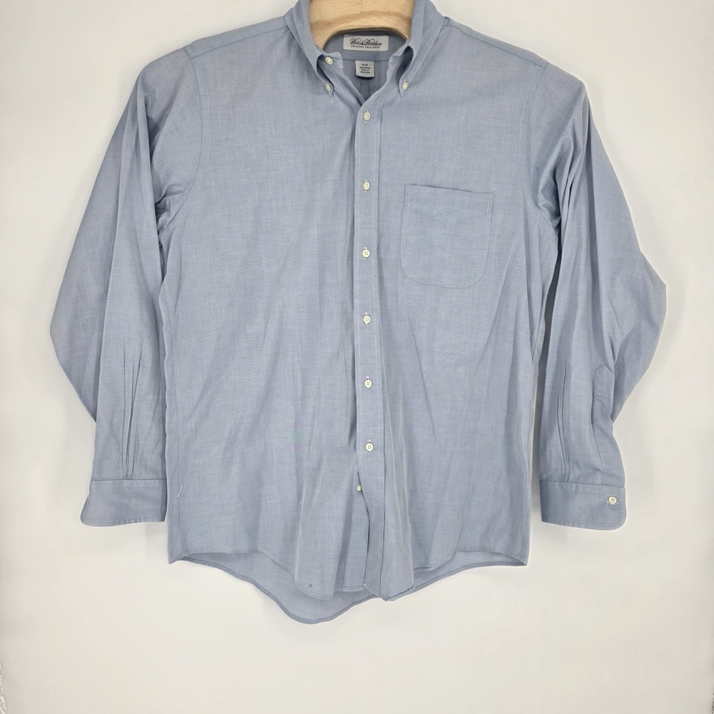 Brooks Brothers Dress Shirt Mens 16 35 Blue 100% Cotton Business Original Polo